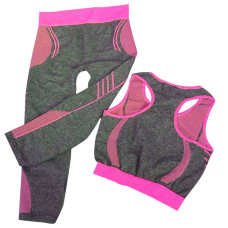 Жіноча майка і лосіни для фітнесу, йоги, бігу Yoga Wear A Suit Slimming рожеві 130591