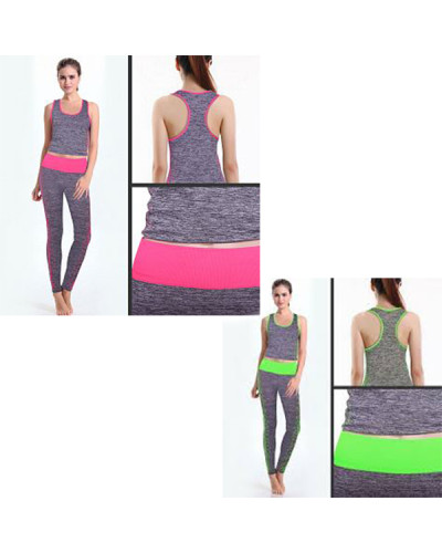 Жіноча майка і лосіни для фітнесу, йоги, бігу Yoga Wear A Suit Slimming рожеві 130591
