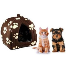 М'який будиночок для собак і кішок 35х35х40 см Pet Hut Коричневий 130782