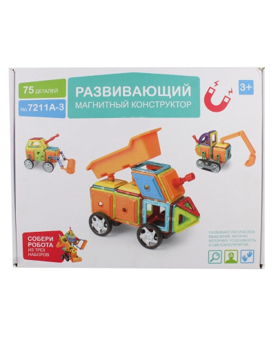 Розвиваючий магнітний конструктор на 75 деталей 7211A-3 132429