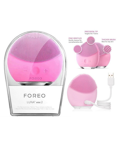 Силіконова щітка-масажер для очищення обличчя Foreo LUNA mini 2 рожева 132813