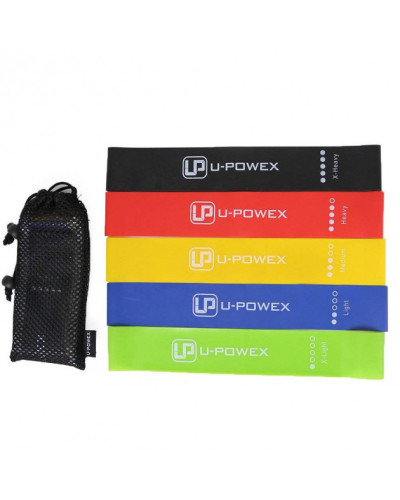 Набір фітнес резинок 5 шт з інструкцією ленти опору U-Powex 149895