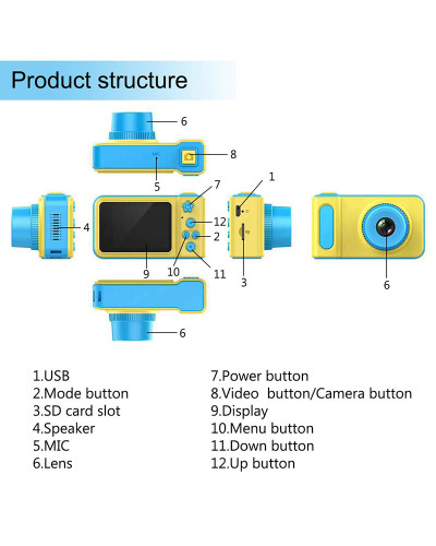 Дитяча камера з записом відео та з кольоровим екраном dvr baby camera V7 синій 150042