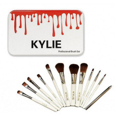 Набір пензликів для макіяжу у стилі Kylie Professional Brush Set великі білі 12 штук 150102