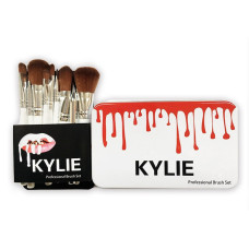 Набір пензликів для макіяжу у стилі Kylie Professional Brush Set великі білі 12 штук 150102