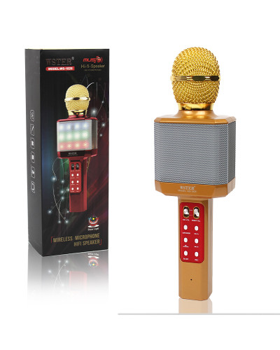 Бездротовий Bluetooth мікрофон караоке DM Karaoke WS 1828 з підсвічуванням жовтий 150104