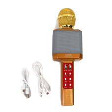 Бездротовий Bluetooth мікрофон караоке DM Karaoke WS 1828 з підсвічуванням жовтий 150104