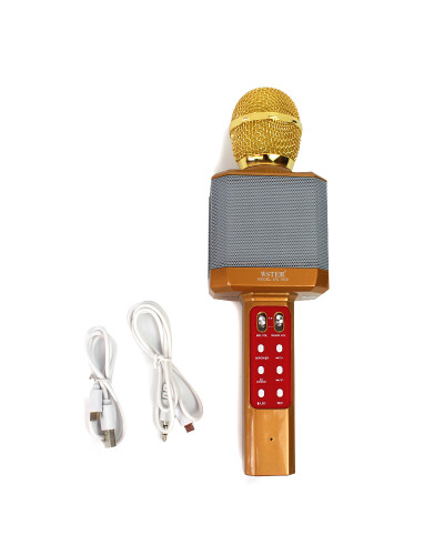Бездротовий Bluetooth мікрофон караоке DM Karaoke WS 1828 з підсвічуванням жовтий 150104