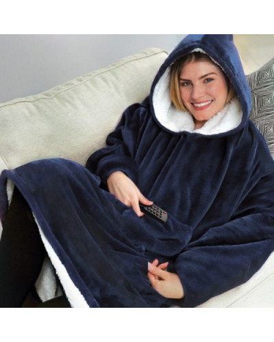 Толстовка-плед з капюшоном двостороння Huggle Hoodie Темно-синій 152685