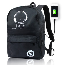 Міський рюкзак з кодовим замком і USB 20л чорний Music 154074