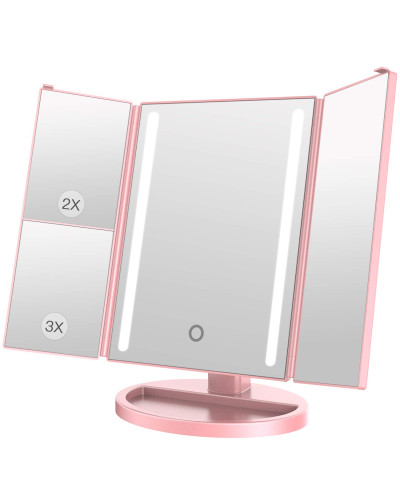 Дзеркало квадратне з підсвічуванням з жалюзі Led Mirror рожеве 154455