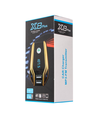 FM модулятор фм трансмиттер bluetooth в машину с USB X8 Plus черный 154744