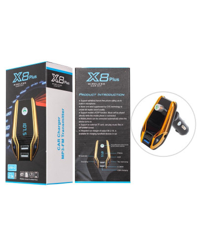 FM модулятор фм трансмиттер bluetooth в машину с USB X8 Plus черный 154744
