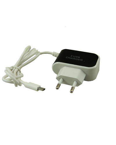 Адаптер 8600 на 3 USB 2.1A з кабелем microUSB V8 180571