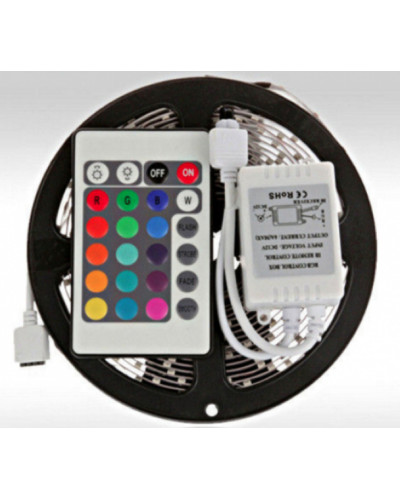 Комплект світлодіодна стрічка багатокольорова 12V 3528 RGB 5м з пультом 181203