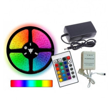 Комплект світлодіодна стрічка багатокольорова 12V 3528 RGB 5м з пультом 181203