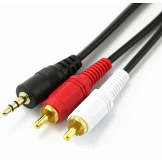 Кабель 2r-3.5mm 3015 1.5м хороший перехідник аудіо стерео, Шнур для підключення звуку роз'єм "тюльпан" 181266