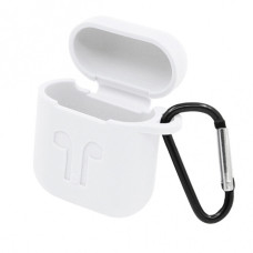 Чохол силіконовий кейс для AirPods з карабіном Headset slab білий 183032
