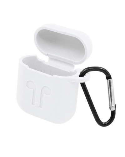 Чохол силіконовий кейс для AirPods з карабіном Headset slab білий 183032