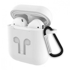 Чохол силіконовий кейс для AirPods з карабіном Headset slab білий 183032