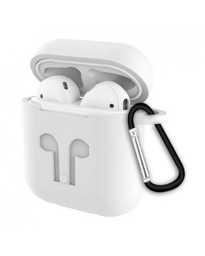 Чохол силіконовий кейс для AirPods з карабіном Headset slab білий 183032