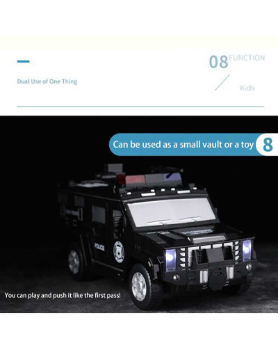 Копилка автомобіль банка з кодовим замком для паперових грошей і монет Money Box Toy чорний 183136