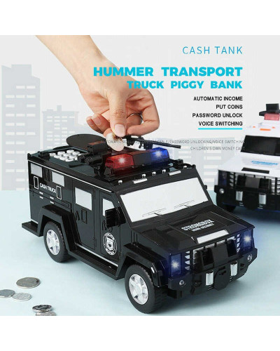 Копилка автомобіль банка з кодовим замком для паперових грошей і монет Money Box Toy чорний 183136