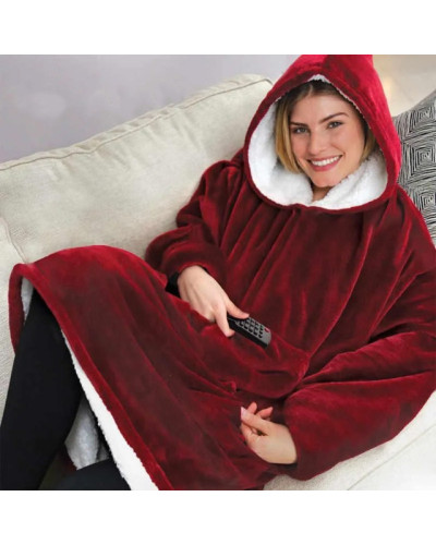 Худі-плед з капюшоном Huggle Ultra Plush Blanket Hoodie Червоний 183997