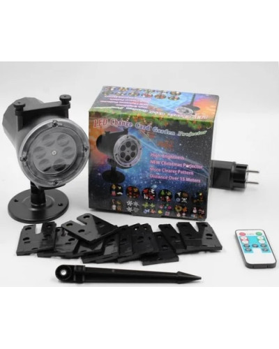 Лазерний вуличний проектор диско LASER LIGHT STAR SHOWER 518 З ПУЛЬТОМ ДИСТАНЦІЙНОГО КЕРУВАННЯ з касетами 12 штук 184395