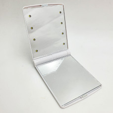 Зеркало мини карманное дорожное с подсветкой LED от USB Белое 184703