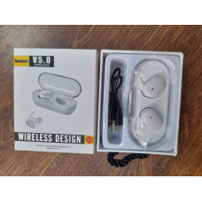 Бездротові Bluetooth навушники з зарядним футляром Wireless Design Headset V5.0 Білі 184720