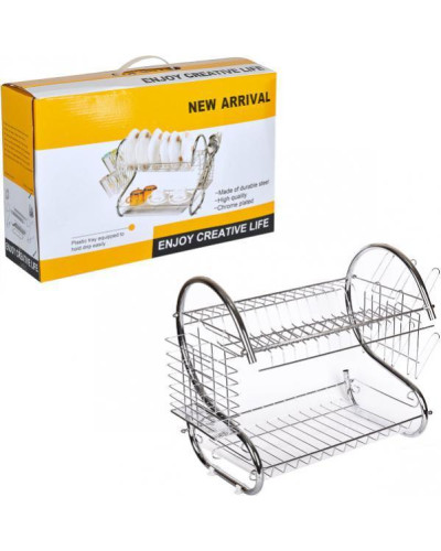 Сушарка органайзер для посуди 2 рівня сталева 8051S Wet Dish Organiser 193878