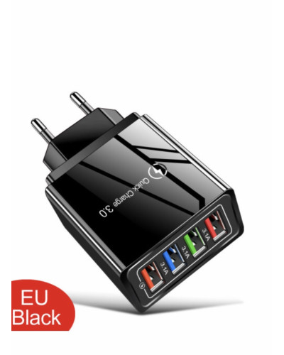 Адаптер Fast Charge 220v 4 USB Черный 194325