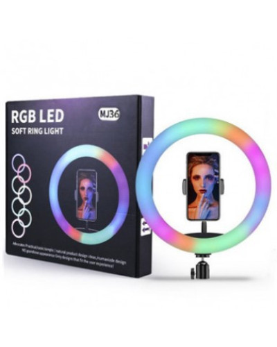 Кільцева LED лампа RGB MJ36 36см 3 кріплення управління на проводі 194458