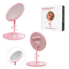 Дзеркало для макіяжу рожеве Led makeup mirror 17 см 195798