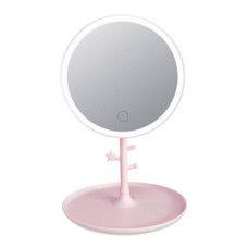 Дзеркало для макіяжу рожеве Led makeup mirror 17 см 195798