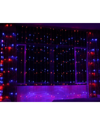 Новорічна гірлянда на вікно | Гірлянда-штора Xmas гірлянда LED Водопад 3м*3м 480-M Мультикольорна 196069