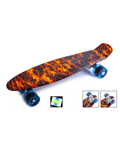 Скейтборд Пенні борд Penny Board "Fire" Світиться колеса 196517