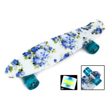 Скейтборд Пенні борд Penny Board "Blue Rose" Голуба роза Світиться колеса 196534