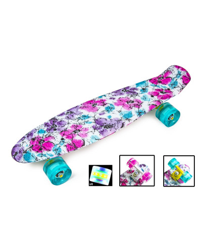 Скейтборд Пенні борд Penny Board "Квіти ромашки" Світиться колеса 196615
