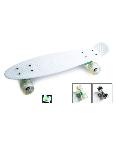 Скейтборд Пенні борд Penny Board Білий Світяться колеса 196820