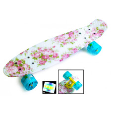 Скейтборд Пенні борд Penny board "Квіти". Світяться колеса 196821