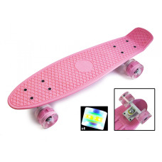 Скейтборд Пенні борд Penny Board "Pastel Series" Ніжно-рожевий колір Світяться колеса 196823