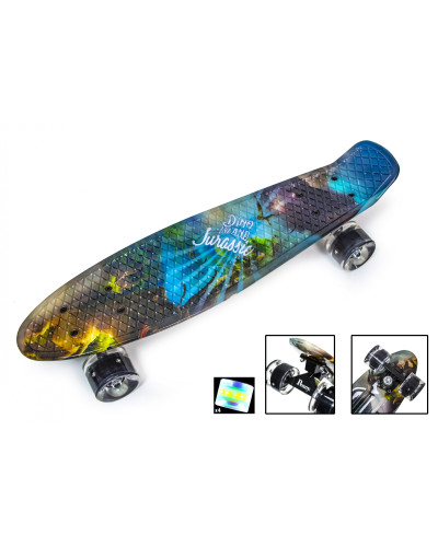 Скейтборд Пенні борд Penny Board "Динозавр" Світиться колеса 197635