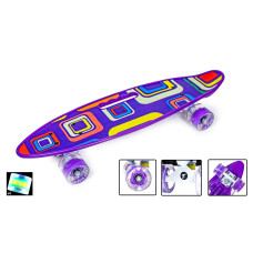 Скейтборд Пенні борд Penny Board З Ручкою "Picasso" Світиться колеса 197647
