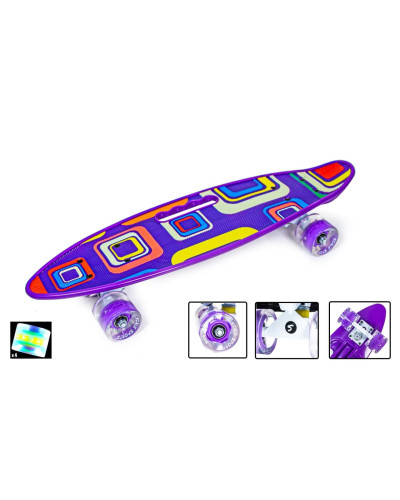 Скейтборд Пенні борд Penny Board З Ручкою "Picasso" Світиться колеса 197647