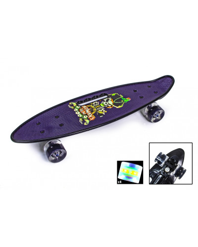 Скейтборд Пенні борд Penny Board З Ручкою "Пірат" Світиться колеса 197648