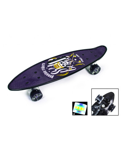 Скейтборд Пенні борд Penny Board З Ручкою "Street King" Світиться колеса 197649