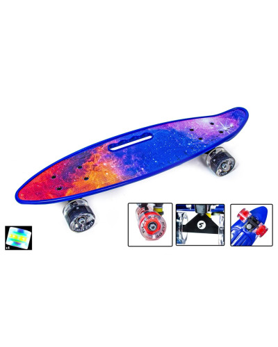 Скейтборд Пенні борд Penny Board З Ручкою Scale Sports Universe Світиться колеса 197699