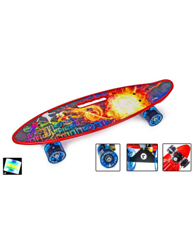 Скейтборд Пенні борд Penny Board З Ручкою Scale Sports Geshen Світяться колеса 197701